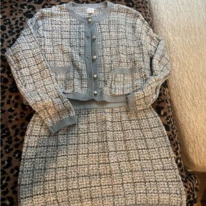 Blue Rain x Francesca Baby Blue Tweed Skirt Set
